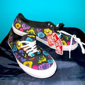Vans- Black/Multi-Color Roses Women’s size-11